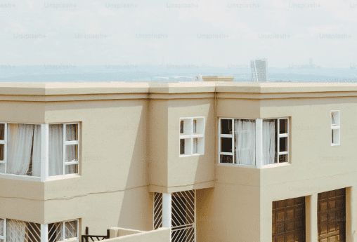 A commercial building with a flat roof