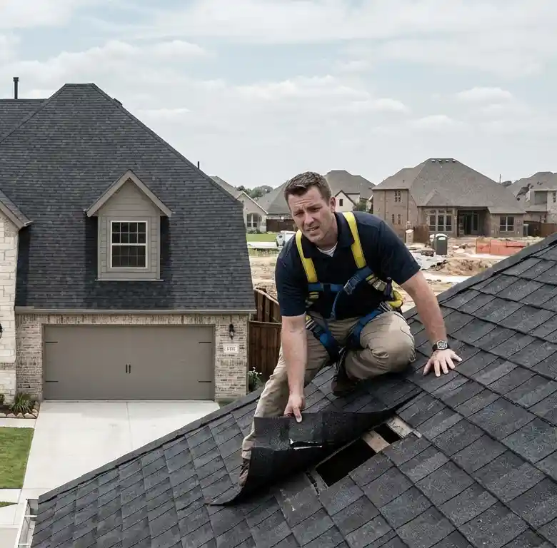 Illustration of EDP on new construction roof showing shoddy workmanship 